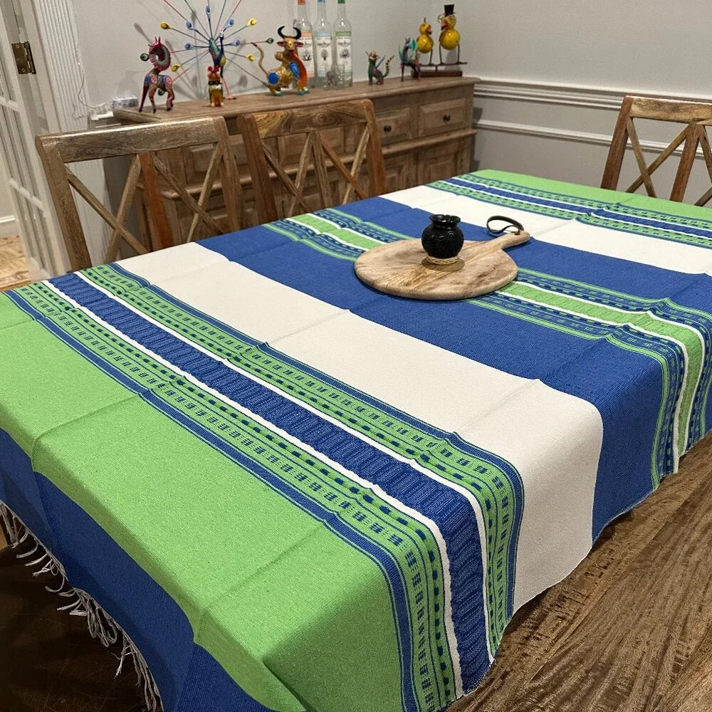 78'' Tablecloth from Oaxaca Mexico made with Handloom fabric. Handmade